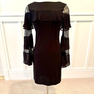White House black market long sleeve ruffle lace dress size extra small